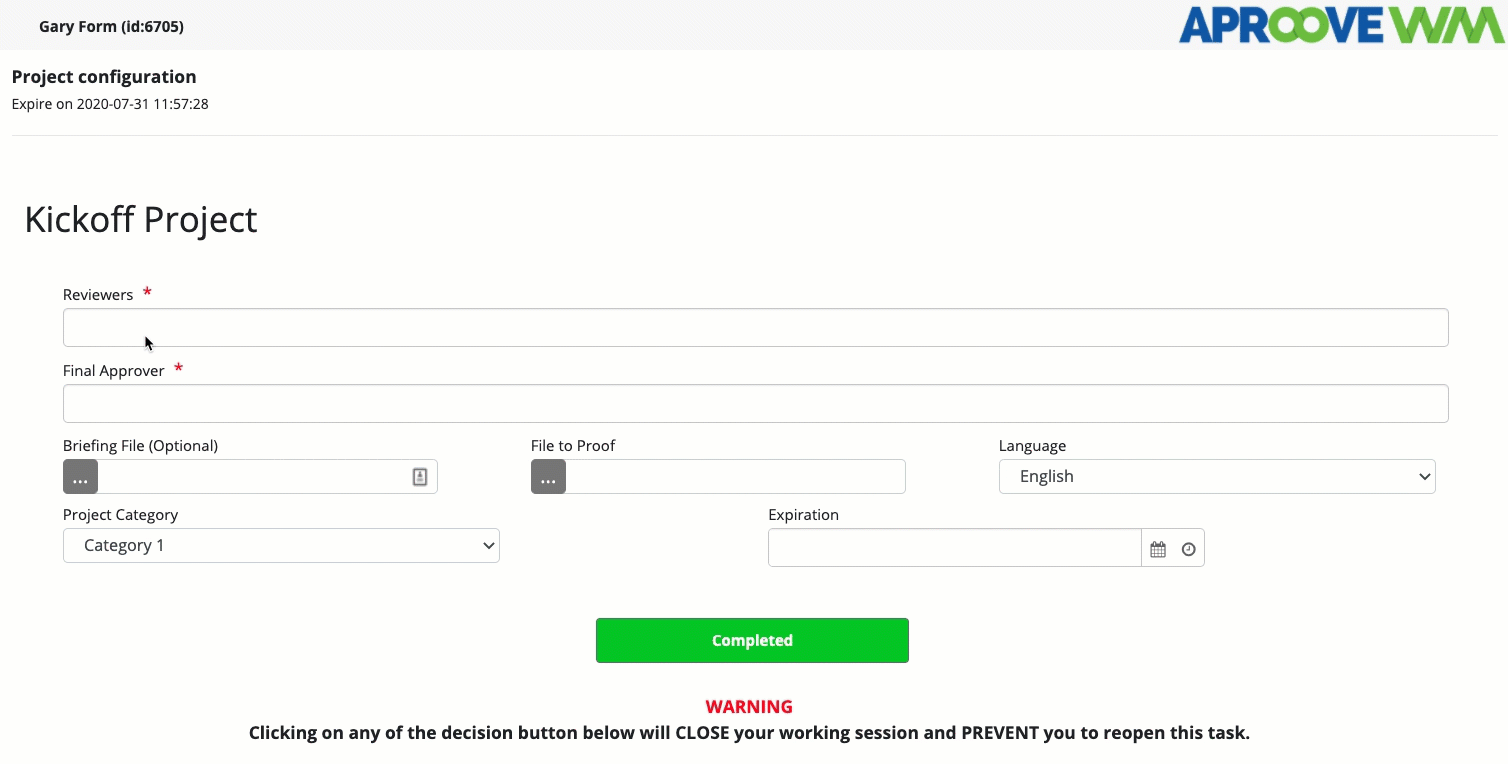 Aproove WM Forms in action