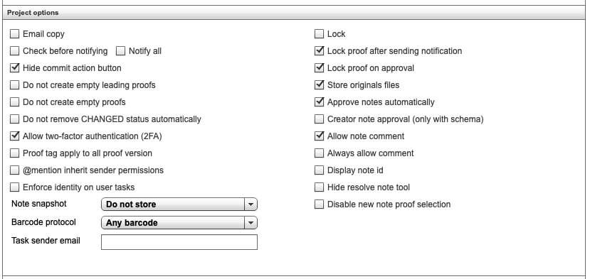 New project options
