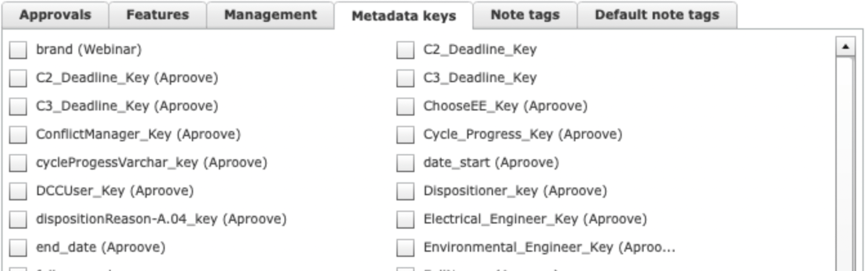 Metadata keys